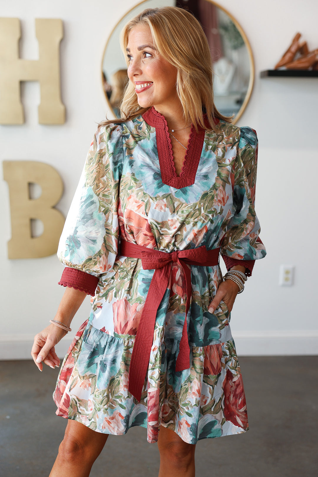 Tie Waist Floral Dress