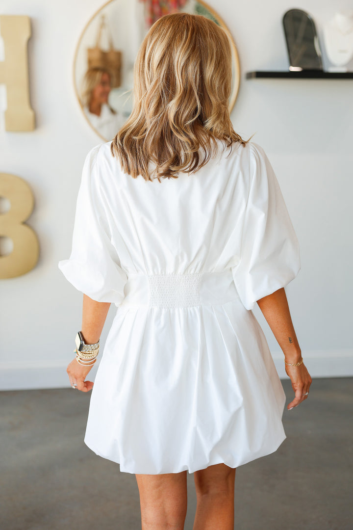 Bubble Hem Dress - Off White