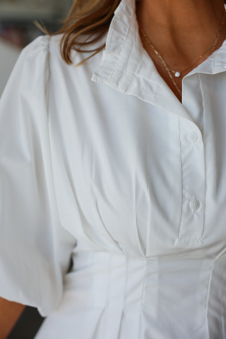 Bubble Hem Dress - Off White