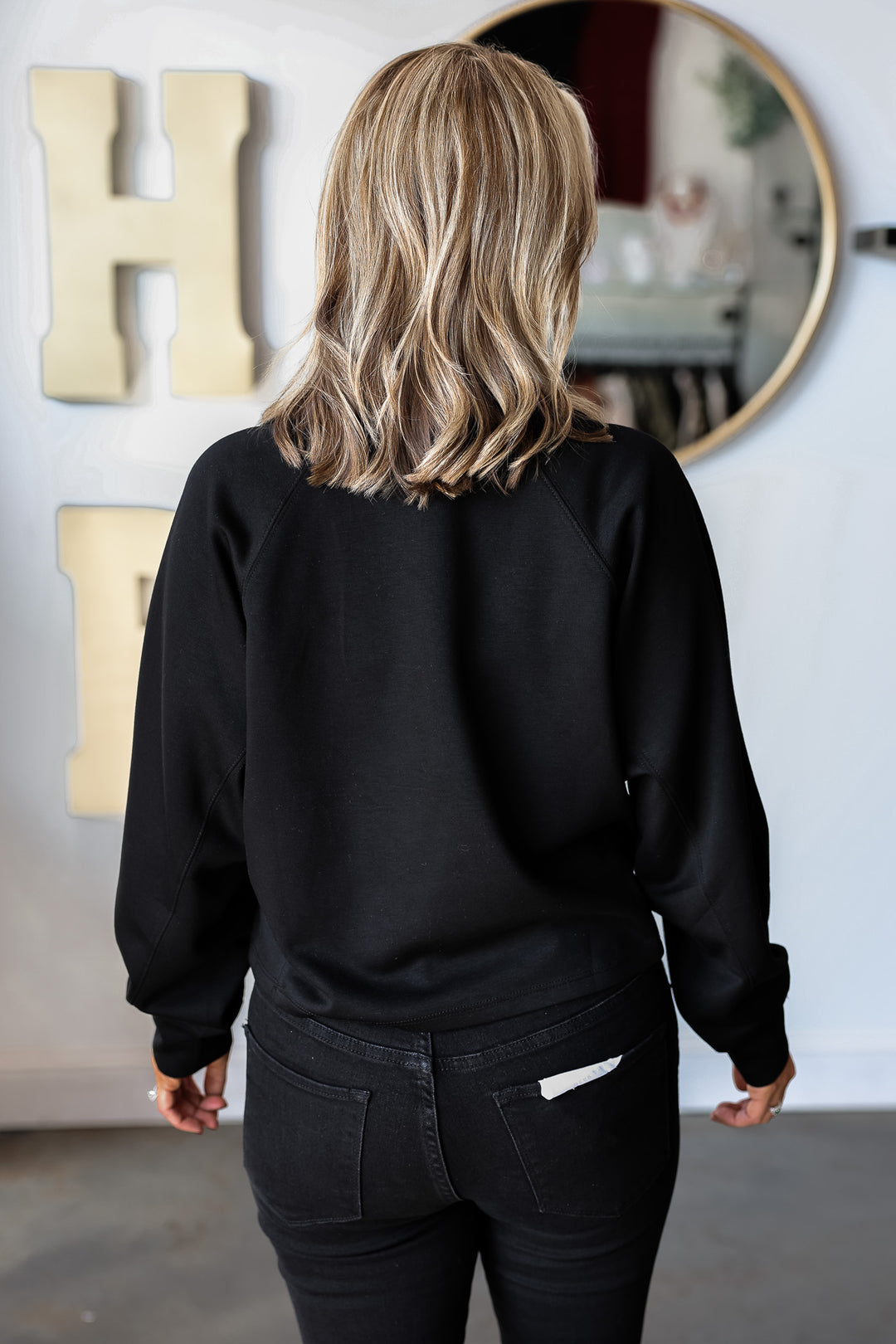 Quarter Zip Sporty Pullover - Black