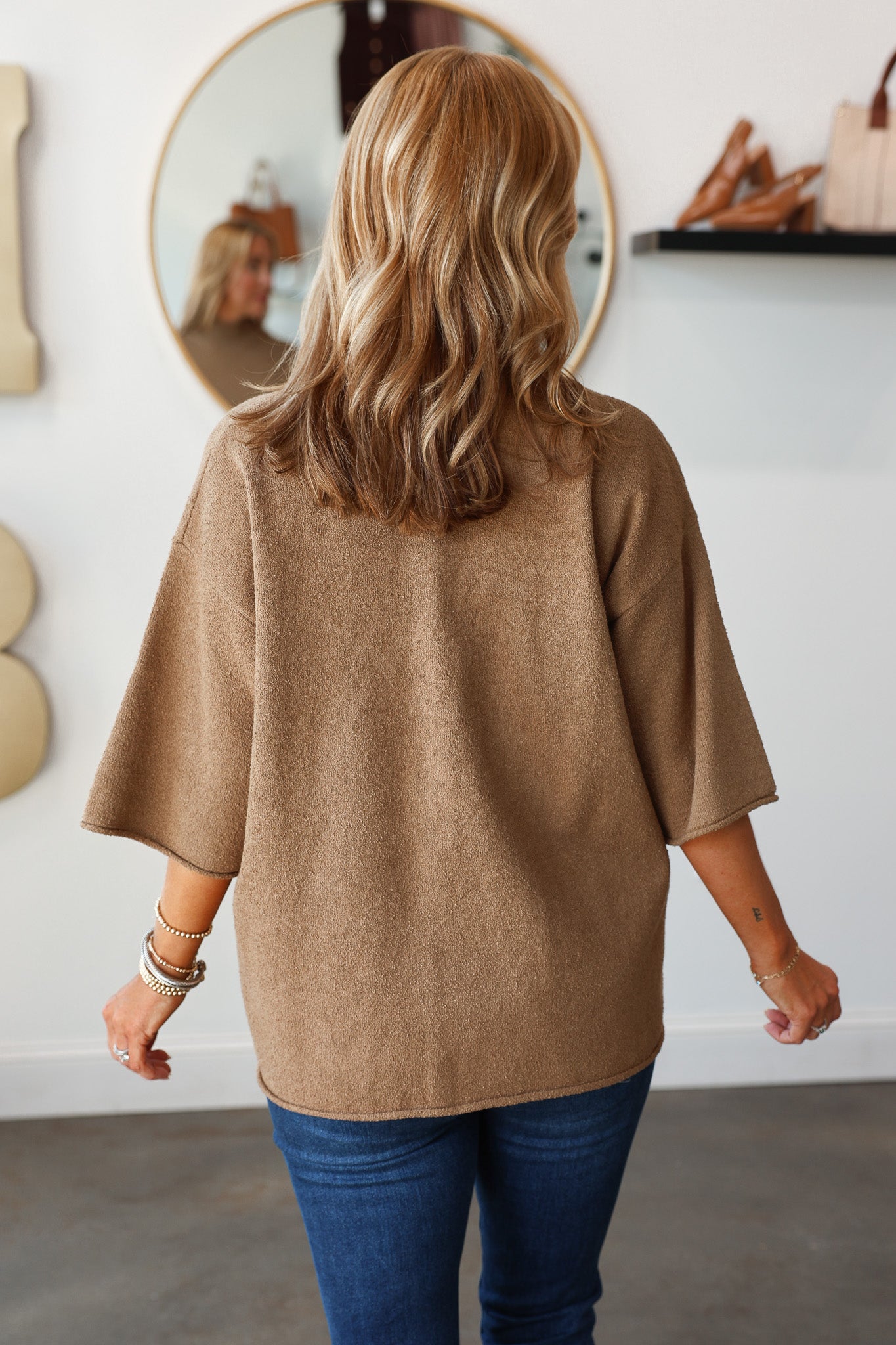 Chic Camel Mock Neck Short Sleeve Knit Top | Women's Style – Ivy