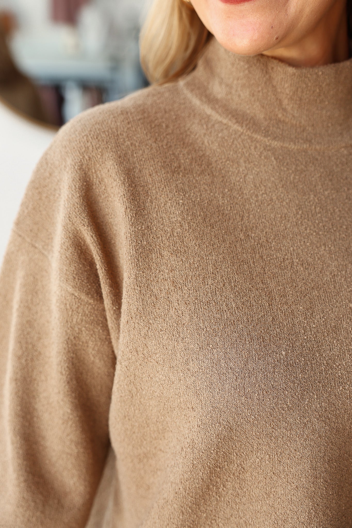 Chic Camel Mock Neck Short Sleeve Knit Top | Women's Style – Ivy