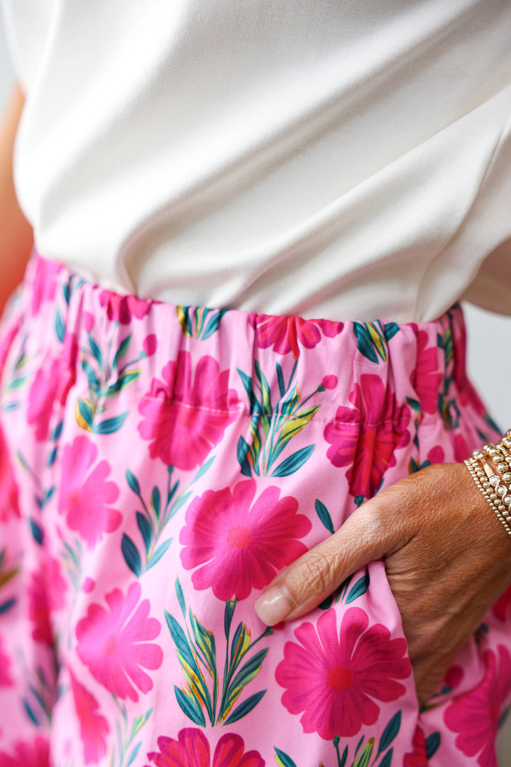 Floral Print Shorts - Pink