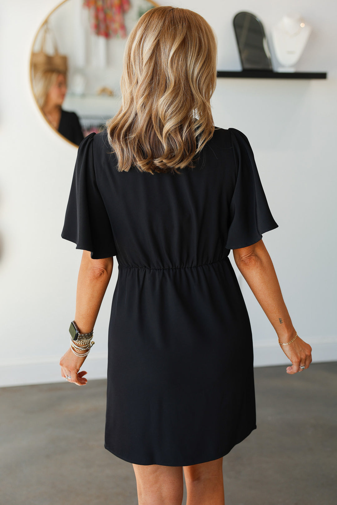 Ruffled Wrap Dress - Black
