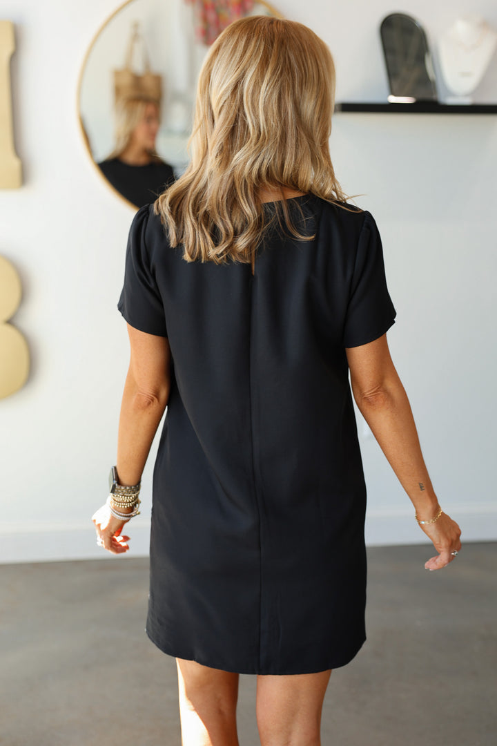 Woven Shift Dress - Black