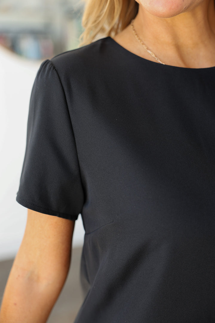 Woven Shift Dress - Black