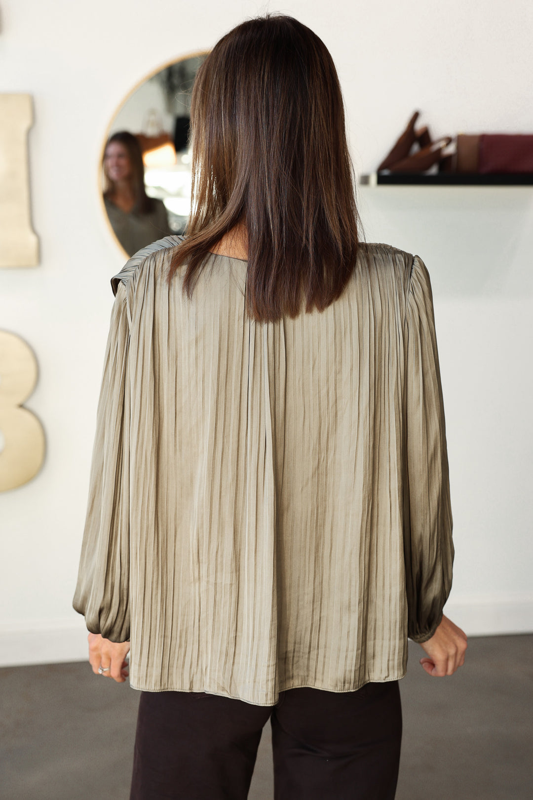 Pleated Blouse - Moss Gray