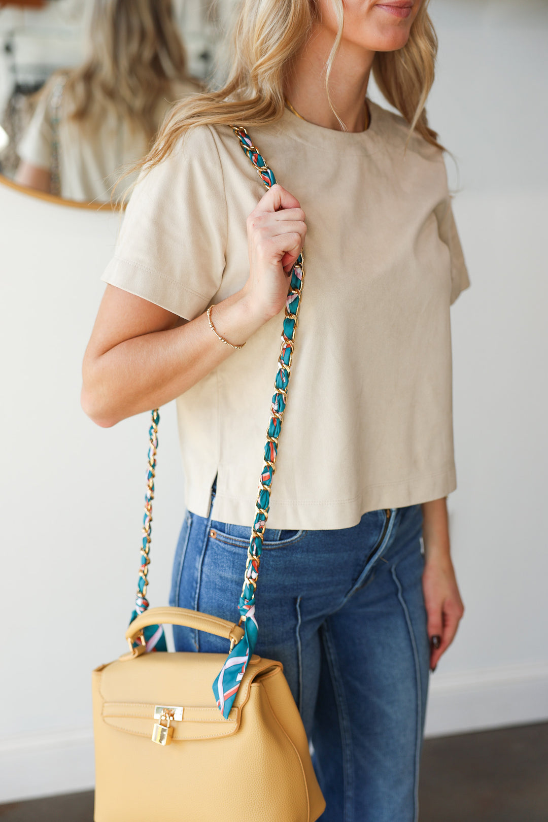 Crossbody Scarf Chain Strap - Teal