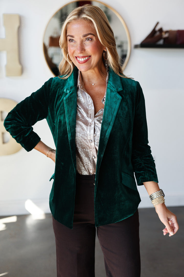 Velvet Blazer - Hunter