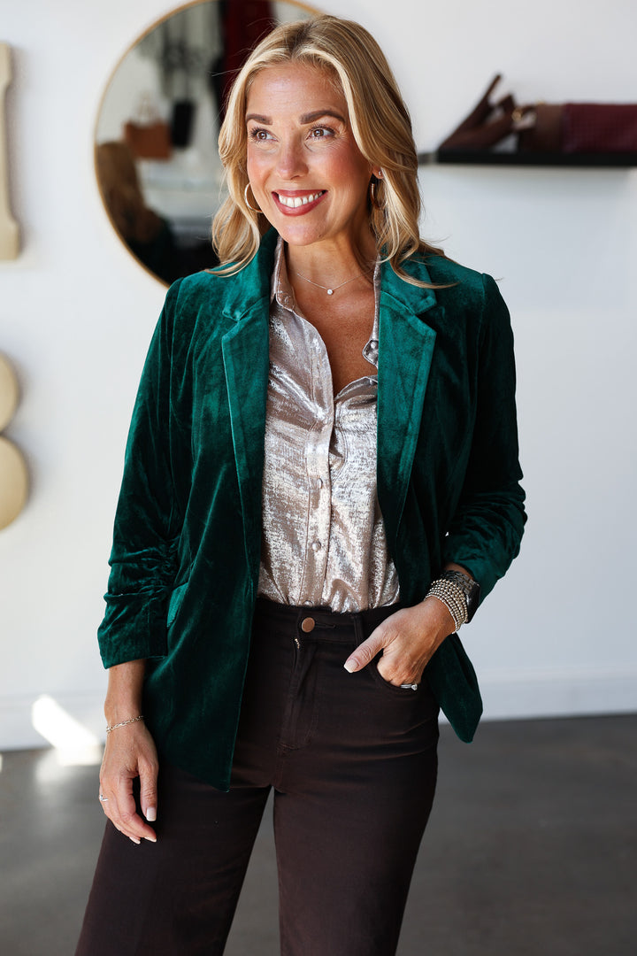 Velvet Blazer - Hunter