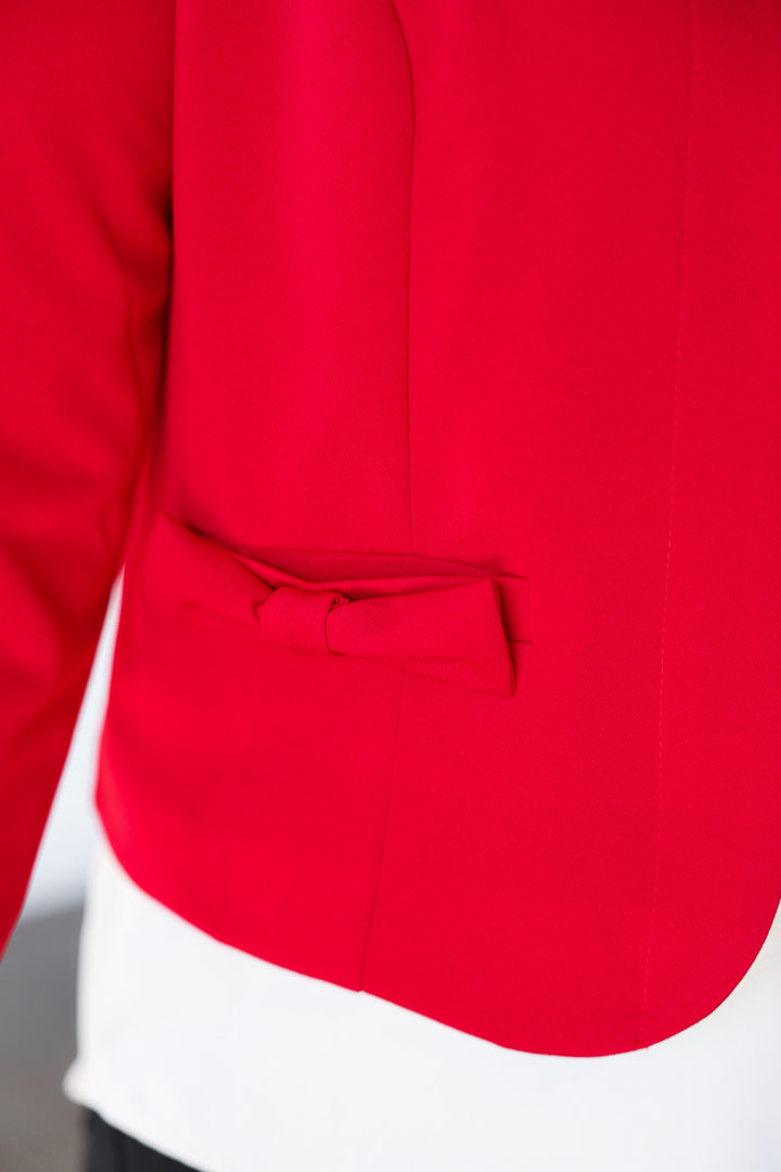 Bow Pocket Ponte Jacket - Red