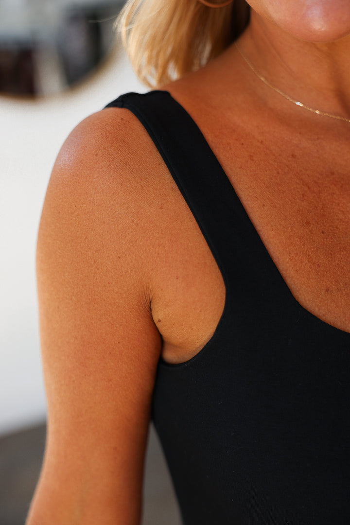 Ruffle Bottom Chiffon Dress - Black