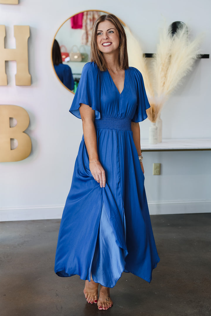 Asymmetrical Hem Dress - Blue