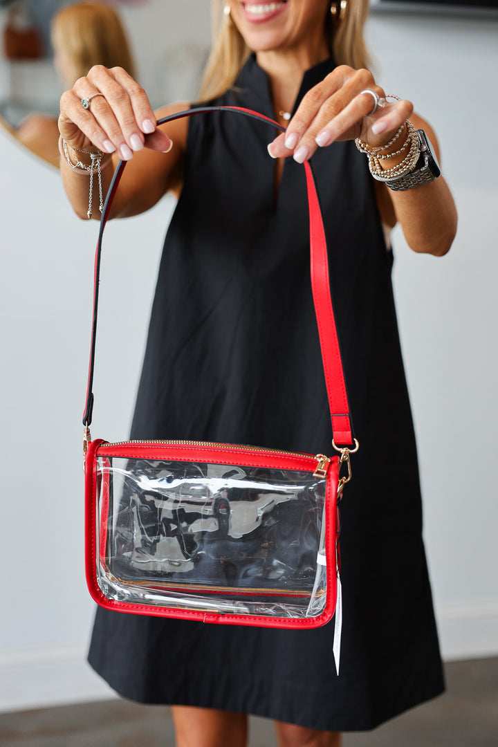 Rectangle Clear Crossbody Bag - Red