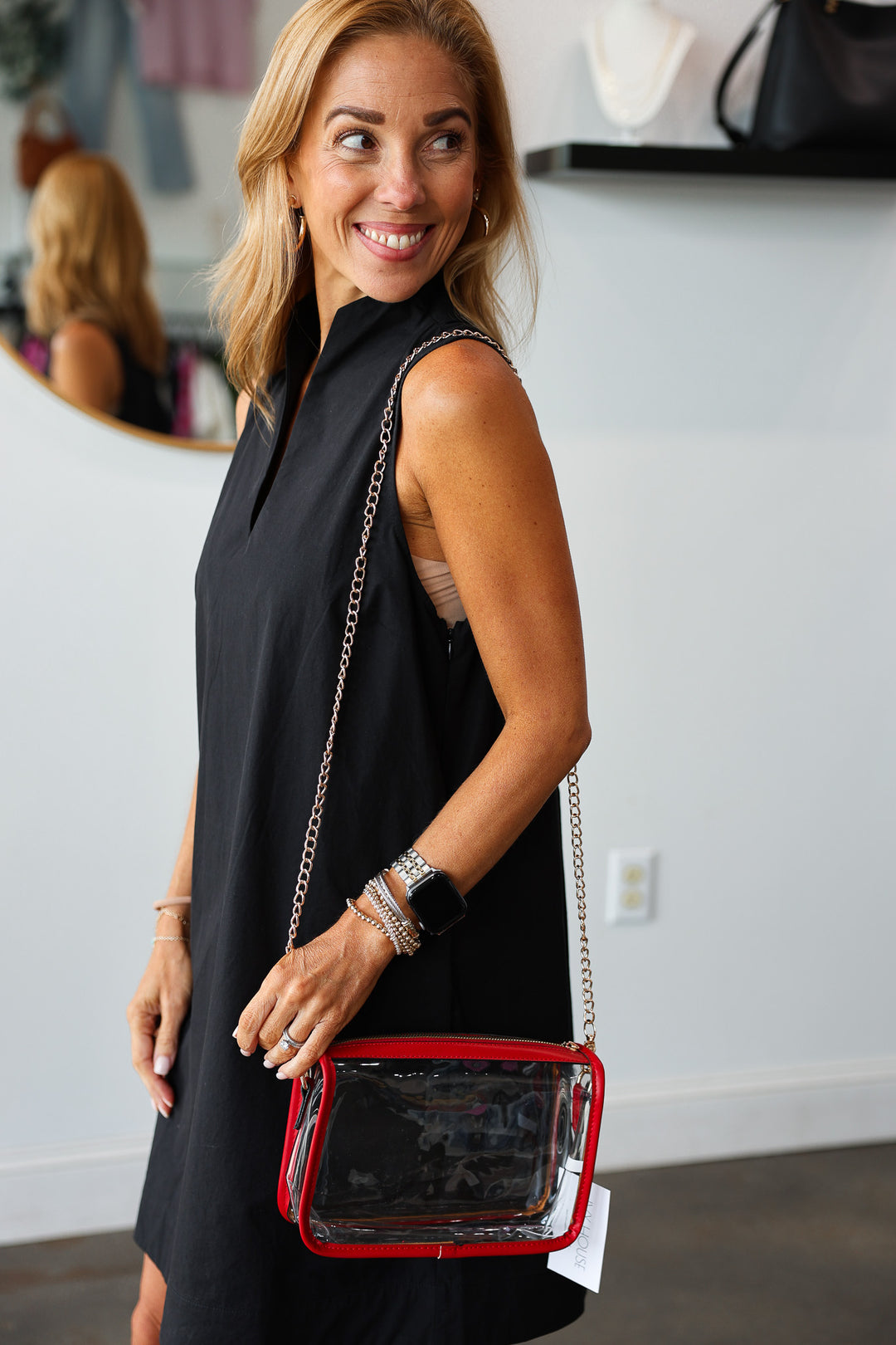 Rectangle Clear Crossbody Bag - Red