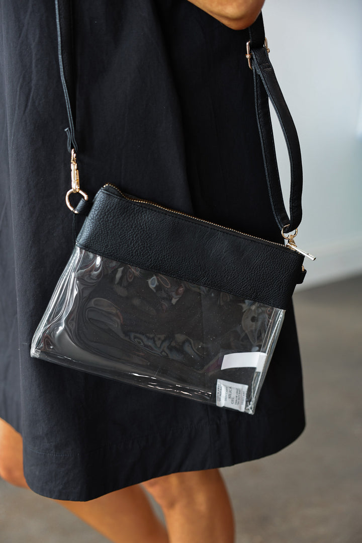 Clear Crossbody Bag/Wristlet - Black