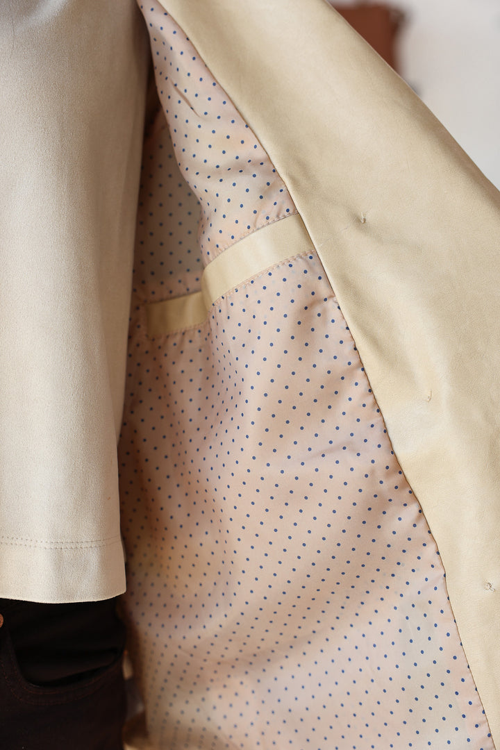 Oversized Faux Leather Jacket - Beige