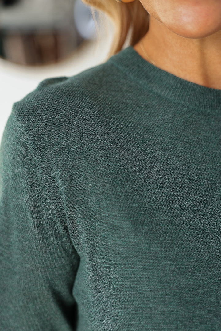 Long Sleeve Knit Sweater - Dark Green