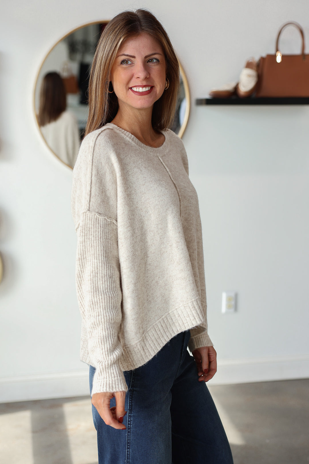 Front Seam Sweater - Cream