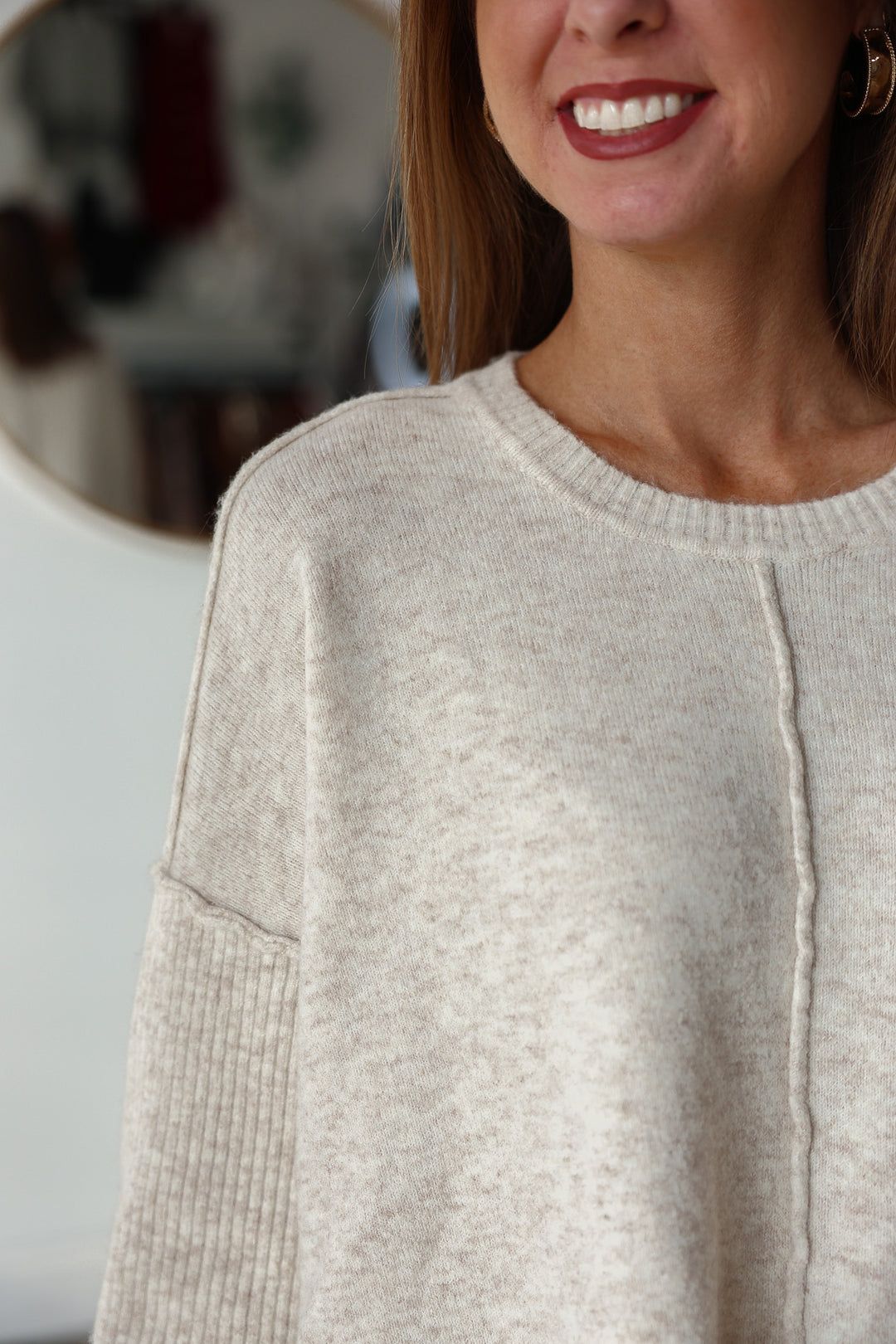 Front Seam Sweater - Cream