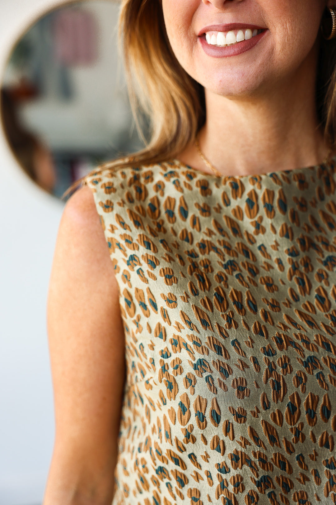 Animal Print Textured Top - Brown