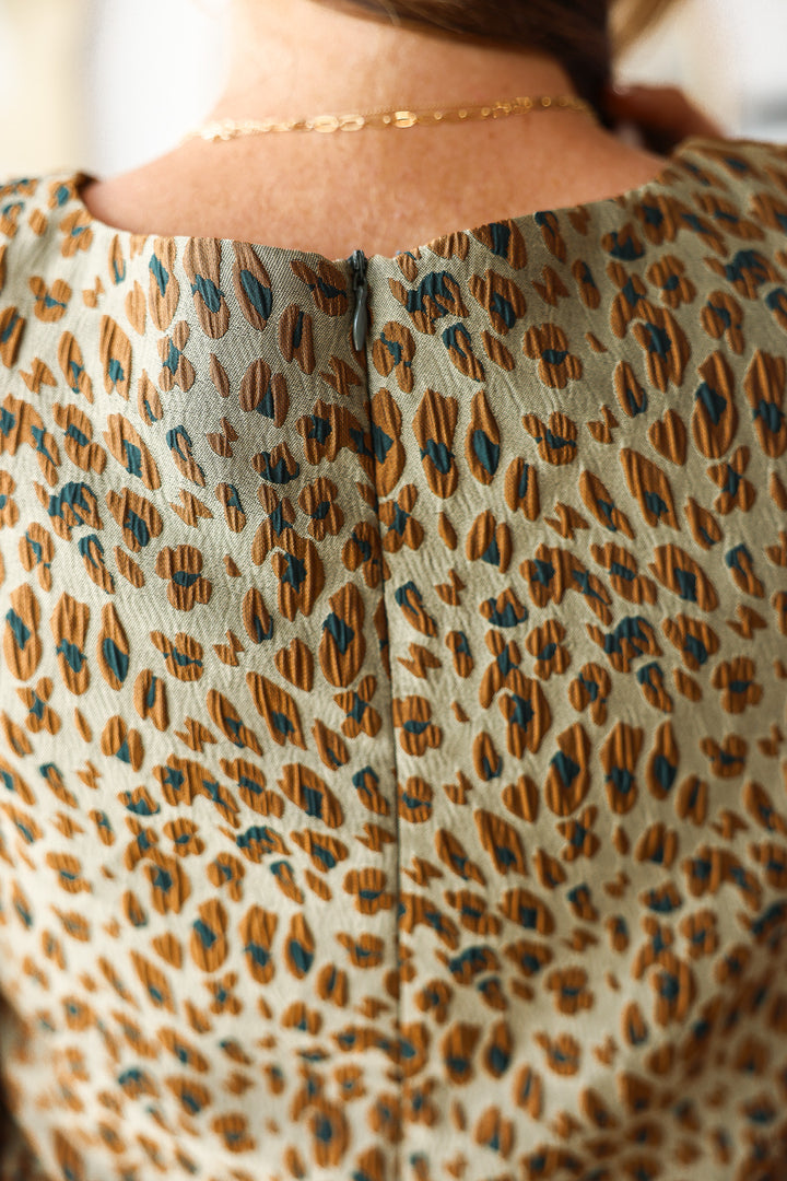 Animal Print Textured Top - Brown