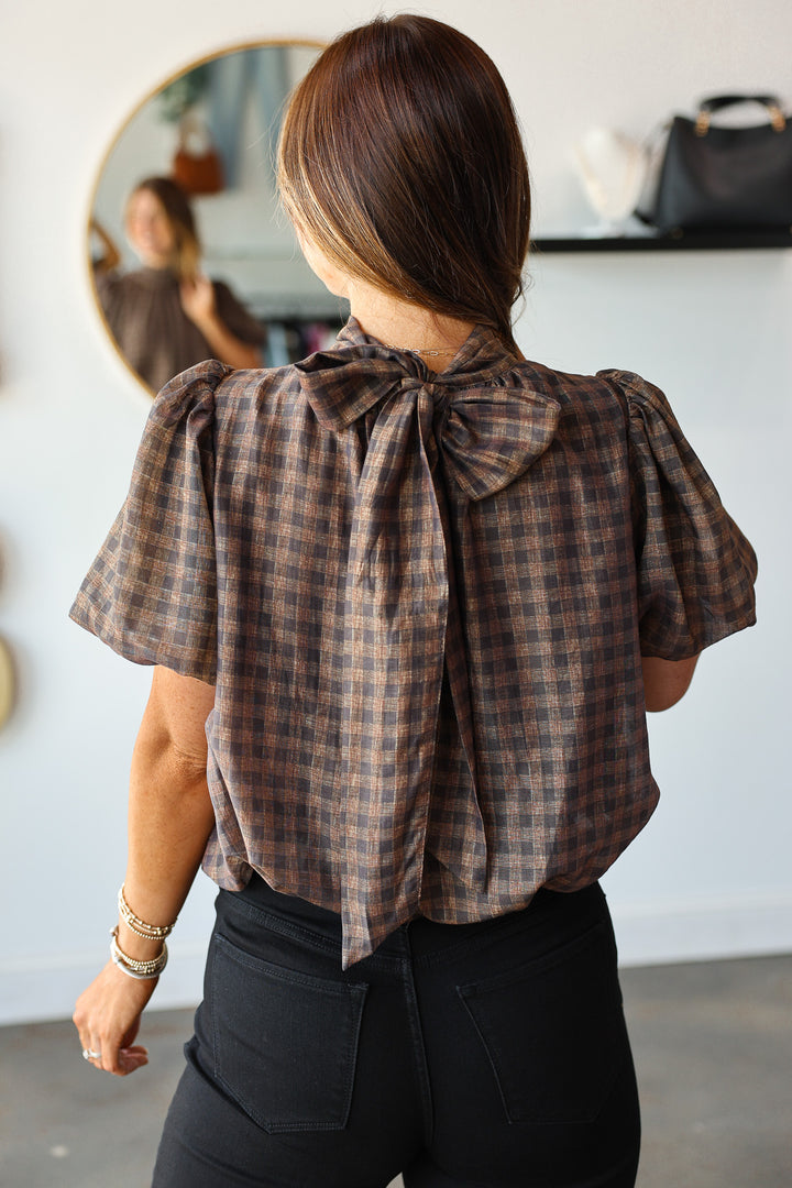 Gingham Top - Brown/Black