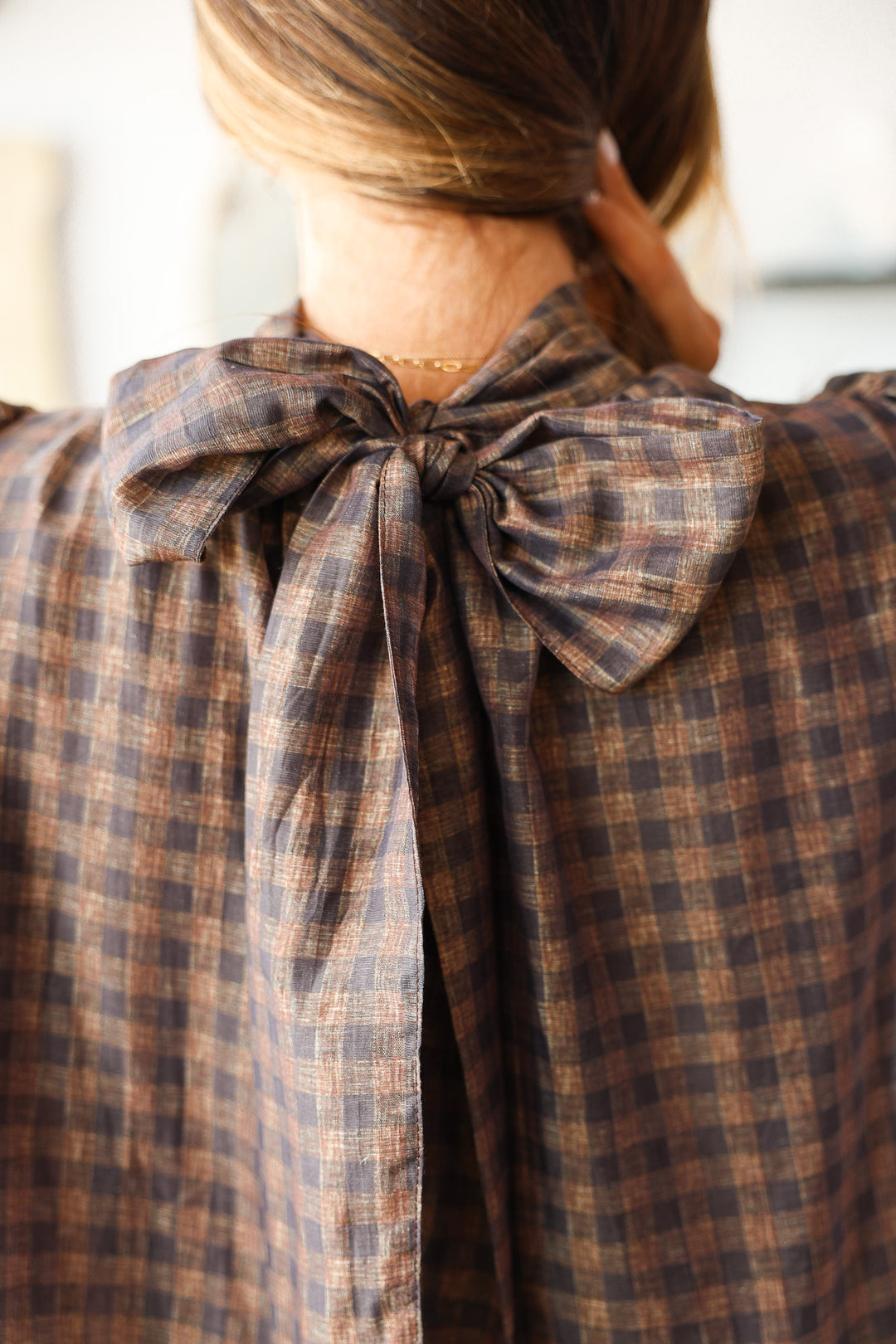 Gingham Top - Brown/Black