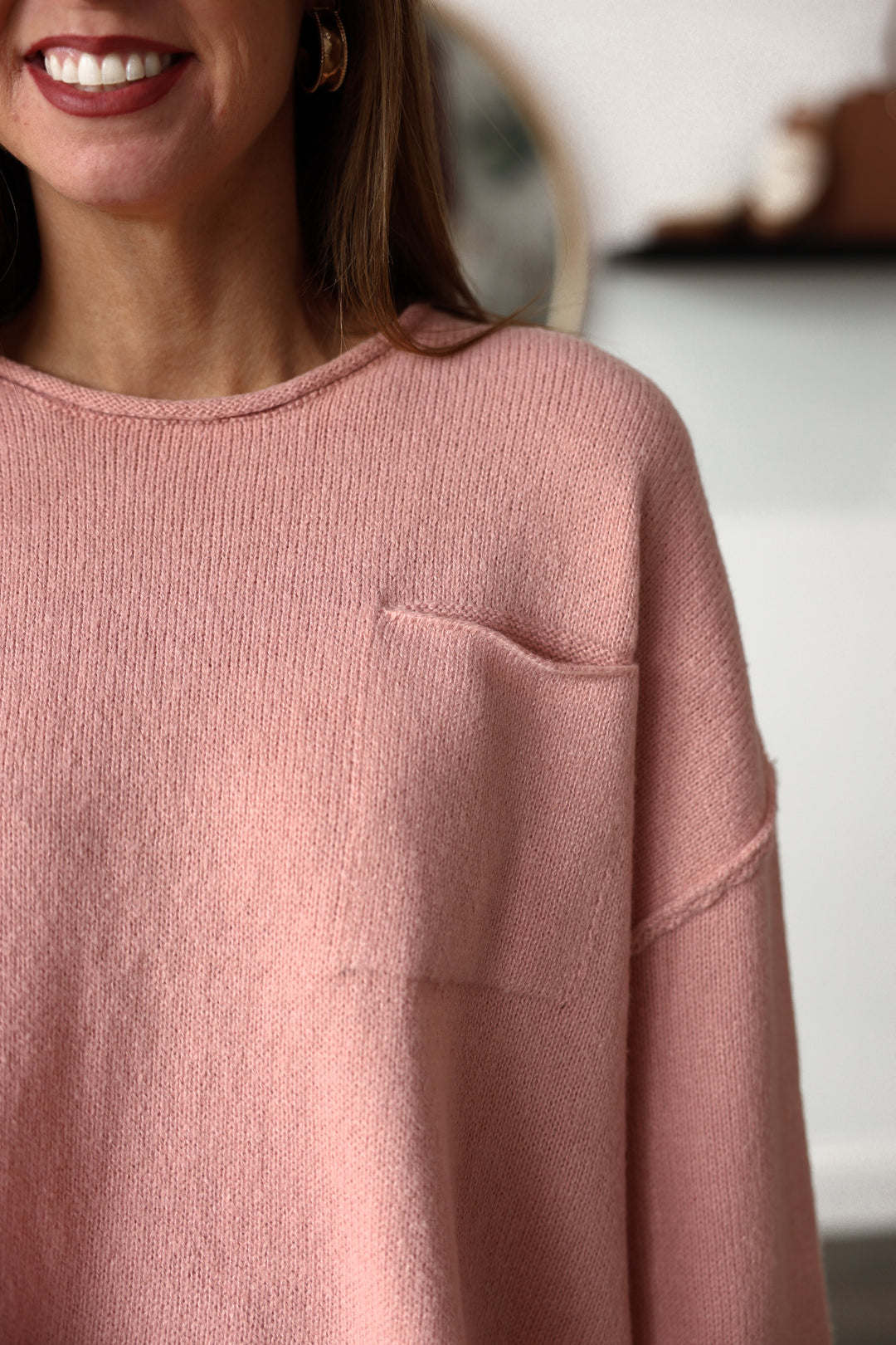 Front Pocket Sweater - Dusty Pink