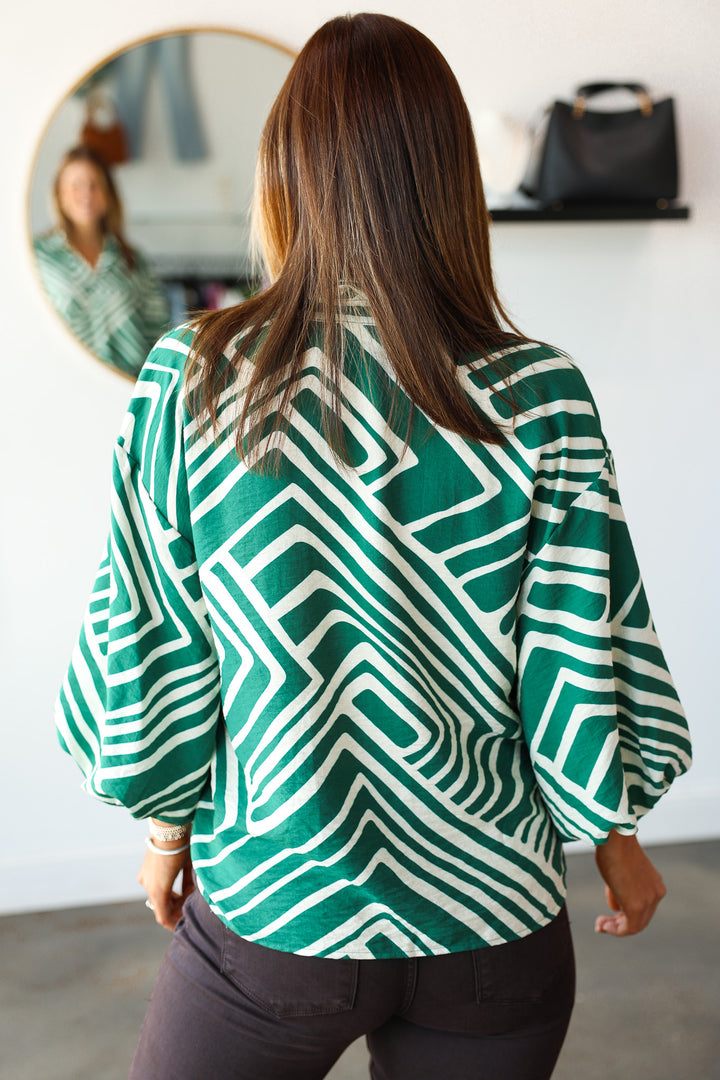 Abstract Print Top - Green