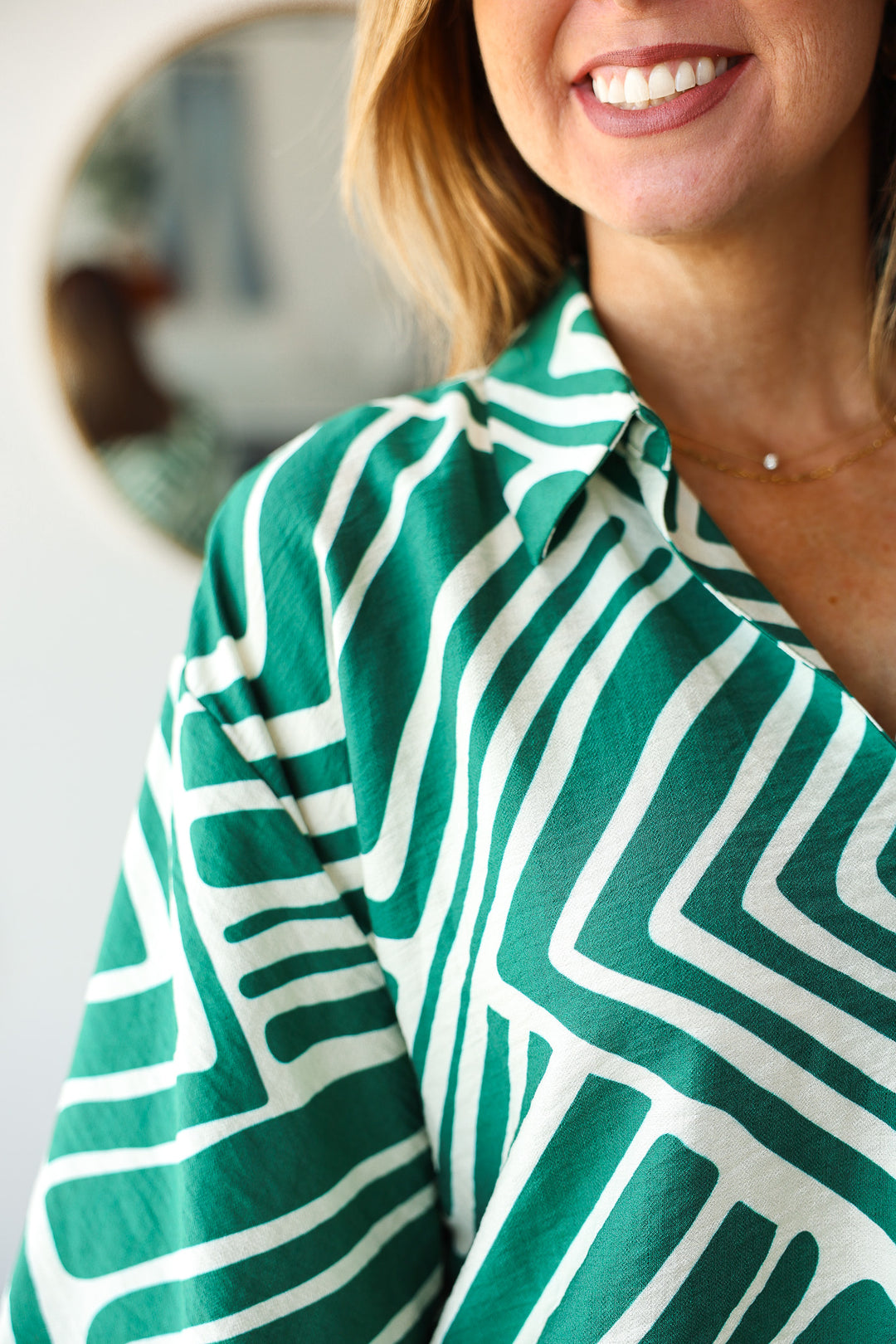 Abstract Print Top - Green