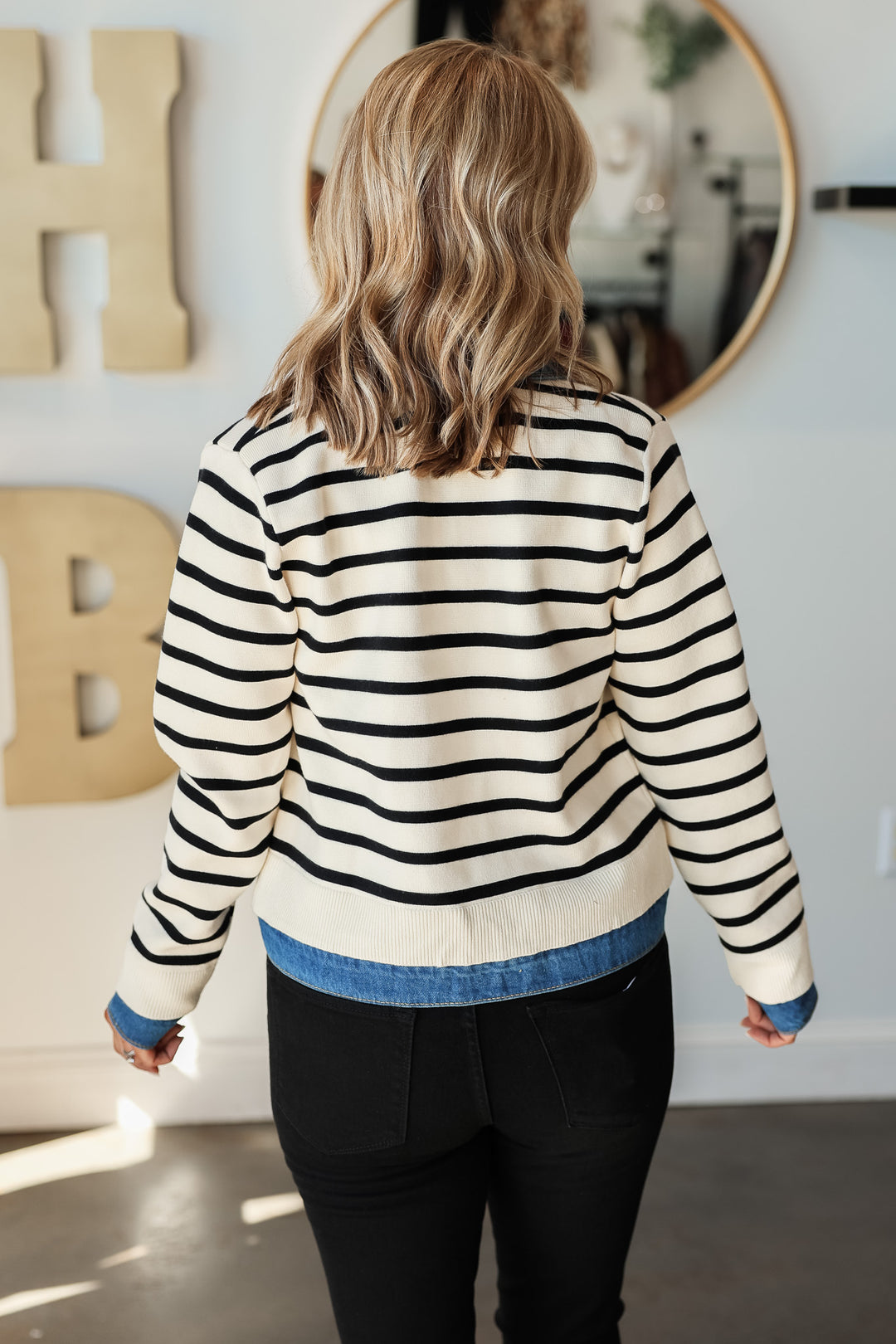 Faux Layered Sweater Jacket