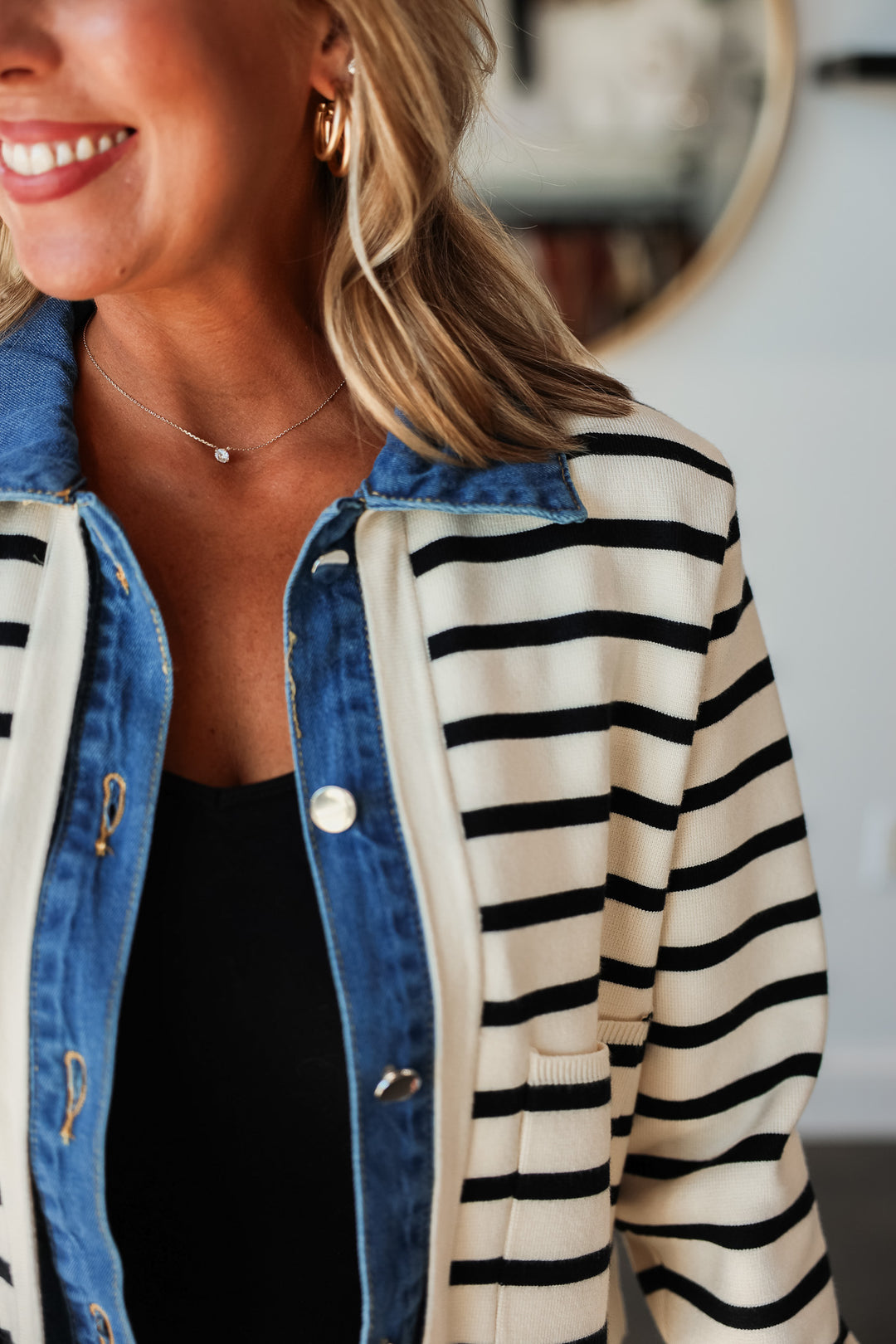 Faux Layered Sweater Jacket