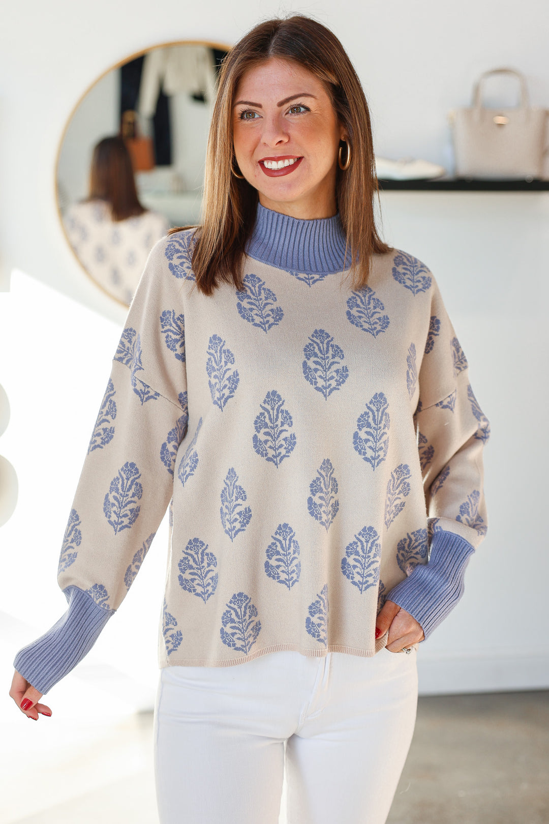 Printed Sweater - Cornflower Blue