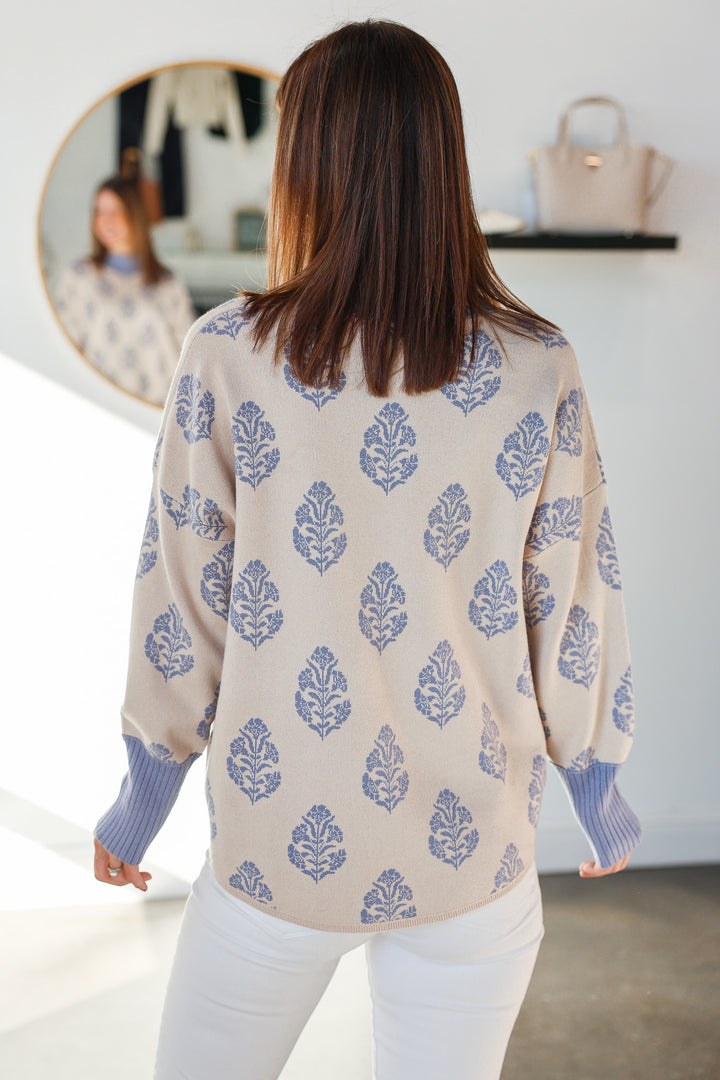 Printed Sweater - Cornflower Blue