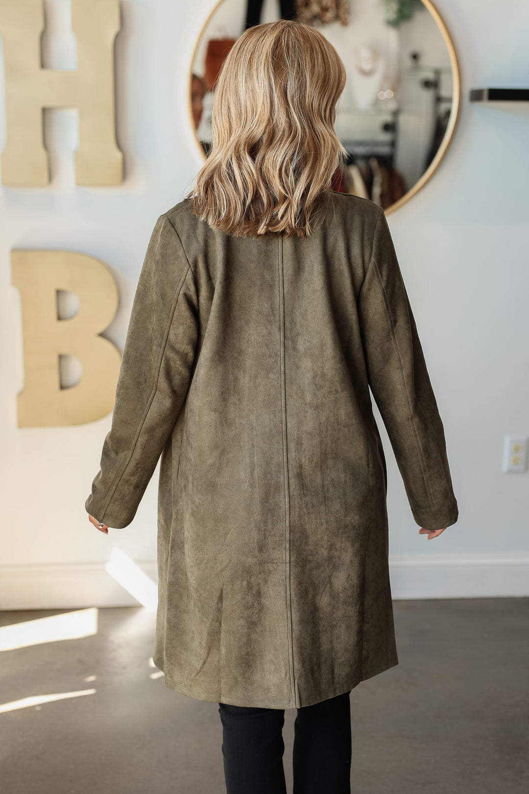 Suede Coat - Olive