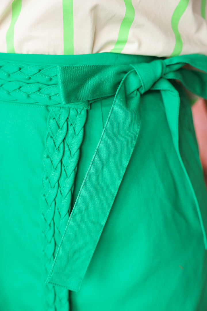 Braided Tie Waist Skort - Green