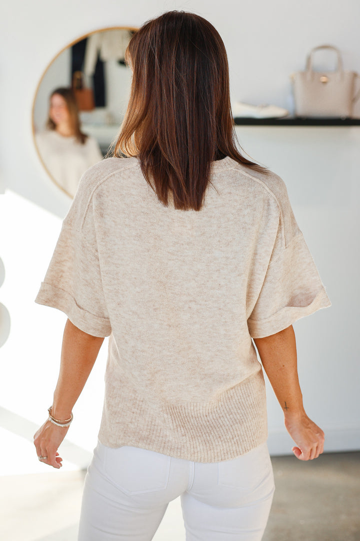 Cuffed Sleeve Sweater - Oatmeal
