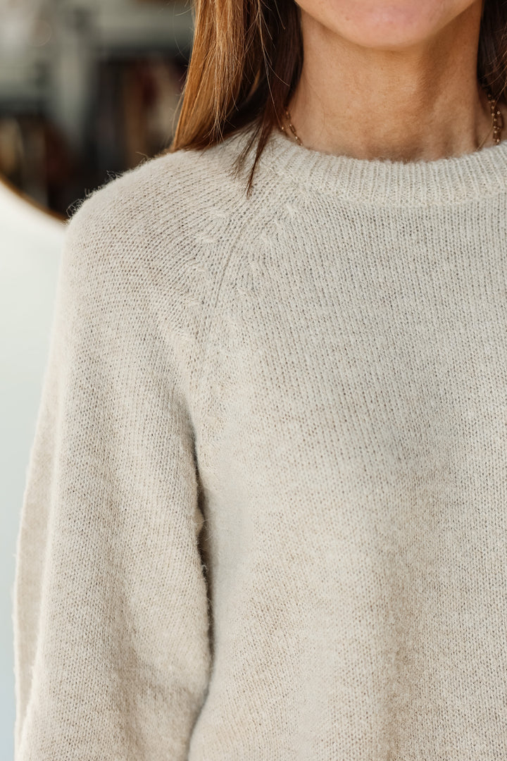 Ruffle Hem Sweater - Oatmeal