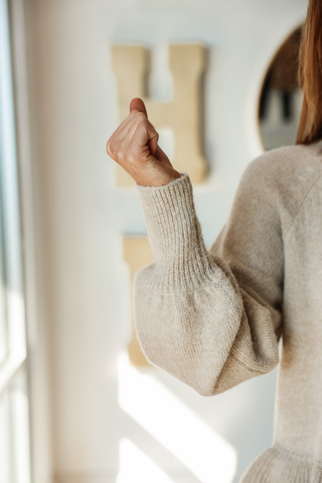 Ruffle Hem Sweater - Oatmeal