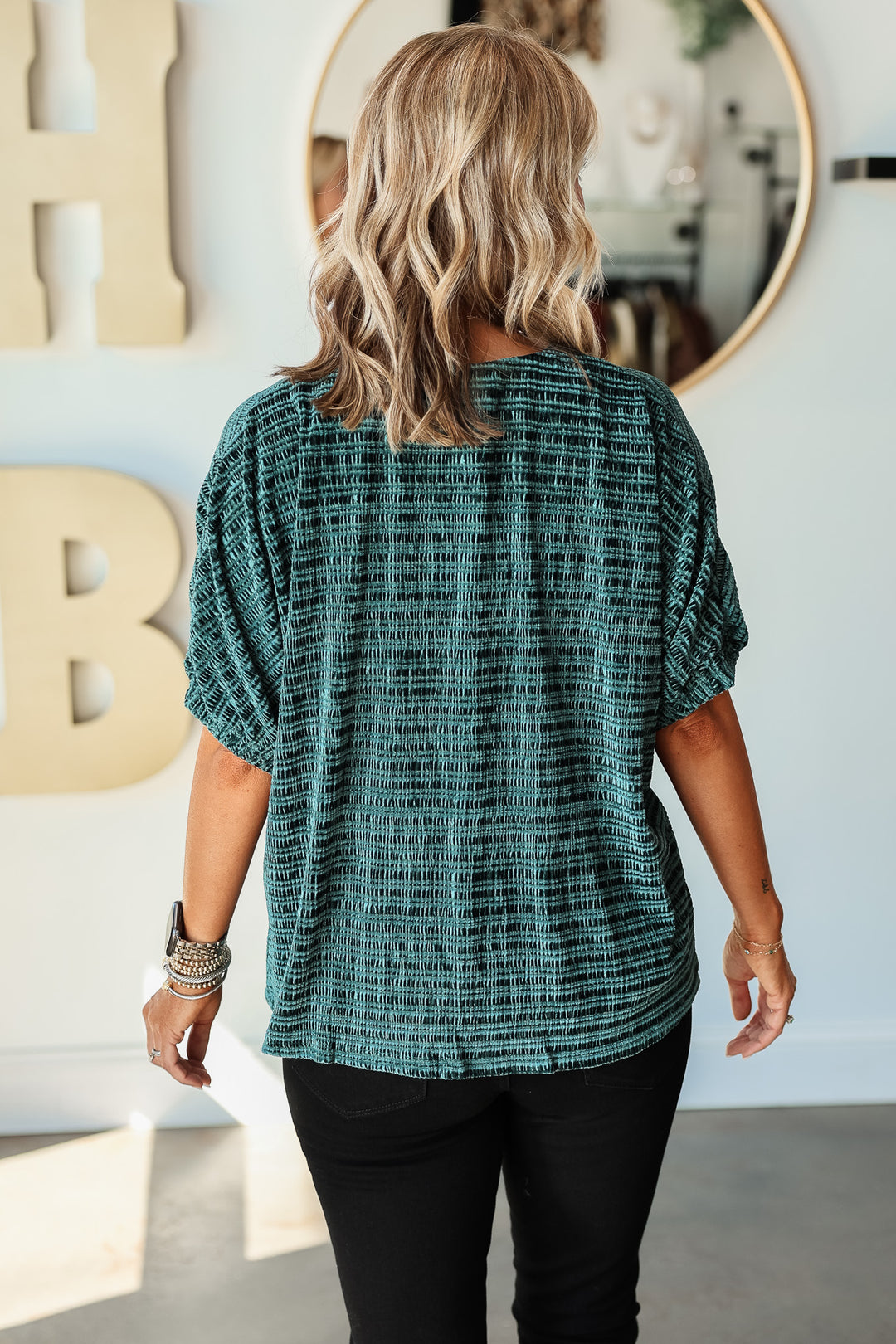 V Neck Velvet Top - Teal