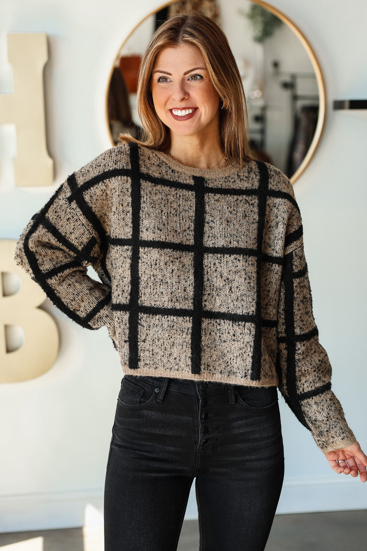 Grid Sweater - Twig