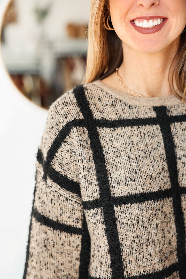 Grid Sweater - Twig