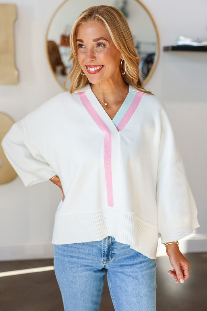 Stripe Detail Sweater - Cream