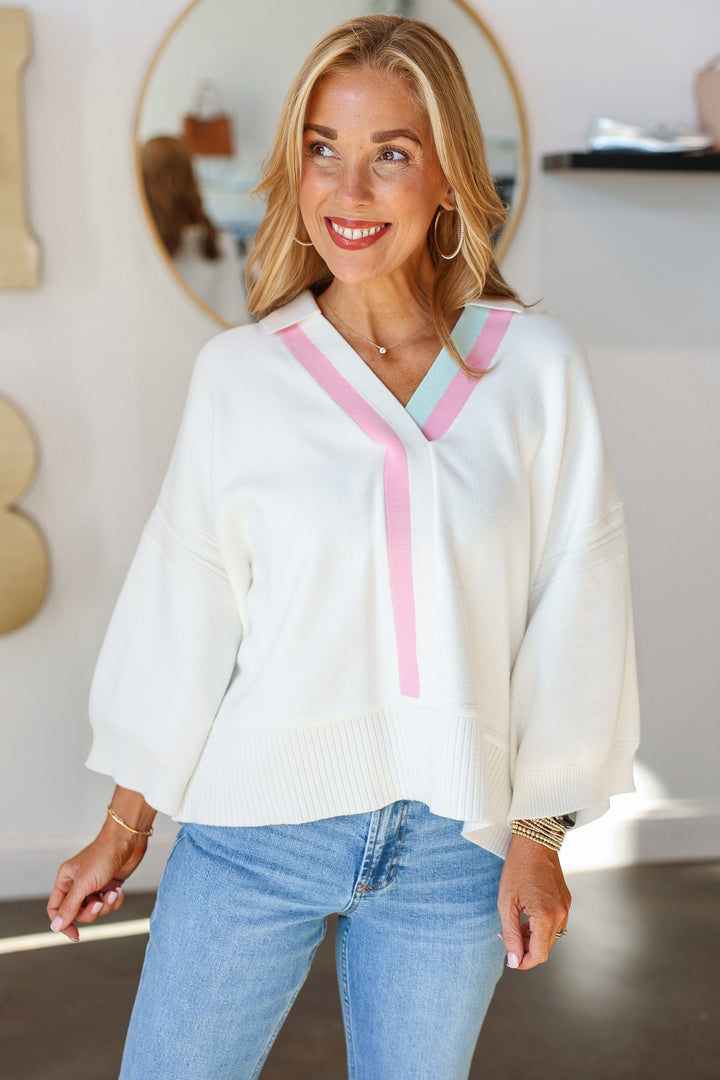 Stripe Detail Sweater - Cream