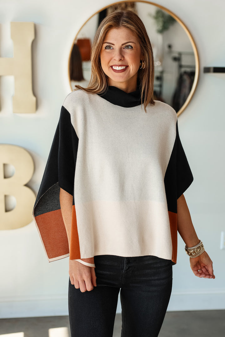 Color Block Poncho