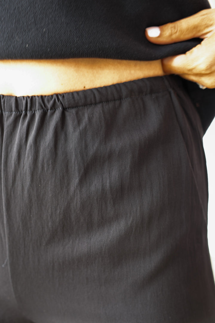 Lace Hem Pants - Black