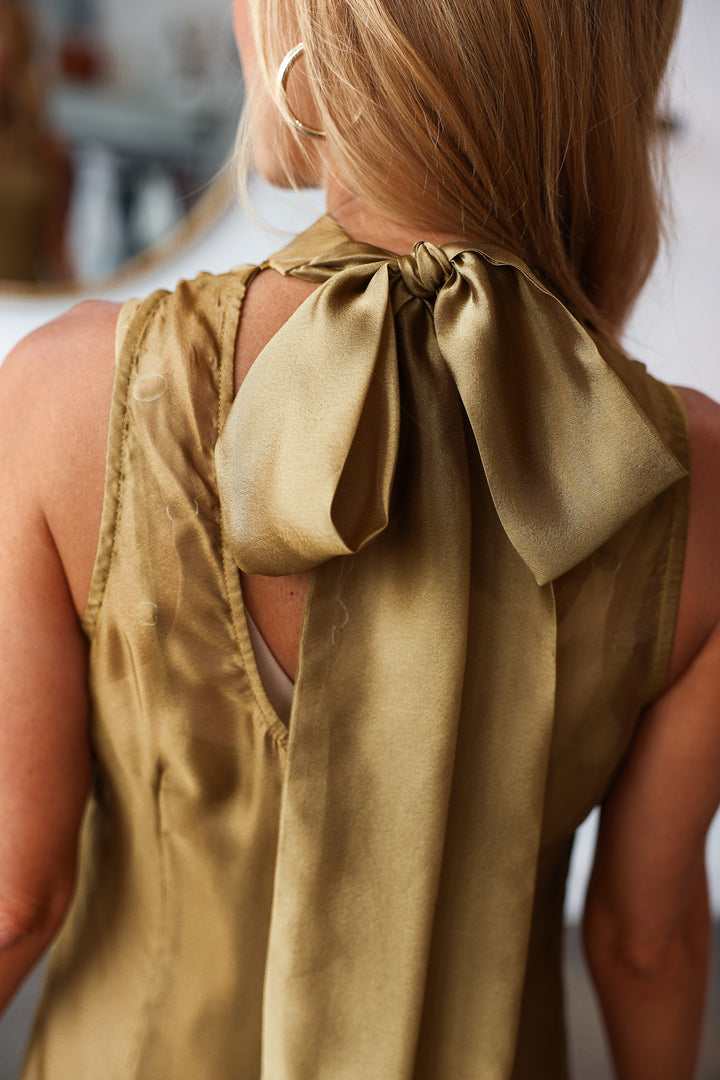Organza Overlay Maxi Dress - Olive