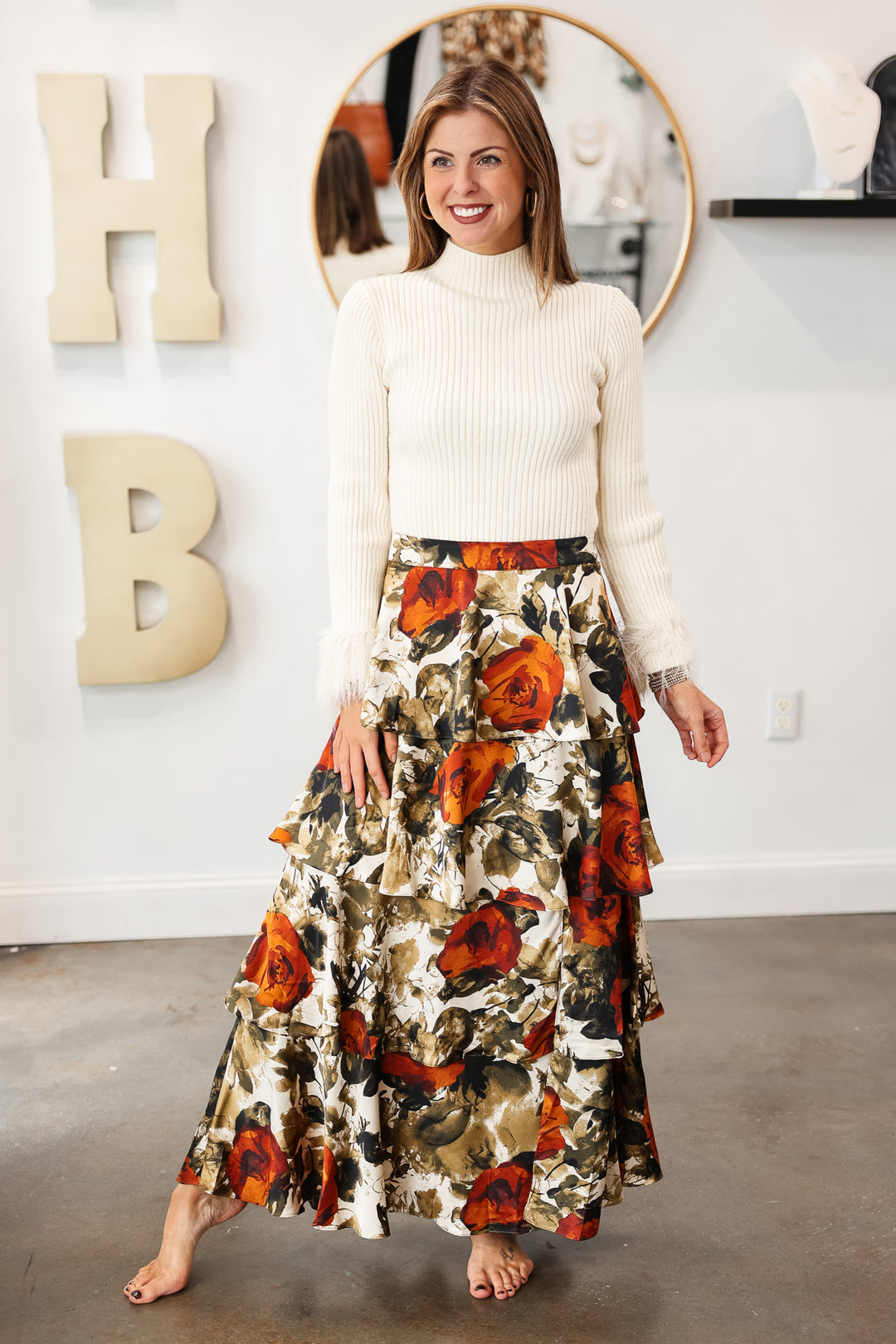 Tiered Floral Skirt