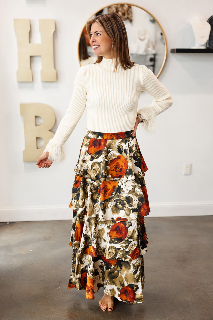 Tiered Floral Skirt